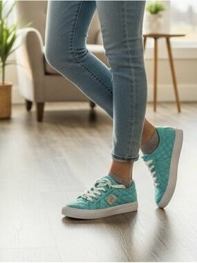 G by Guess Teal Quilted Lace-Up Sneakers